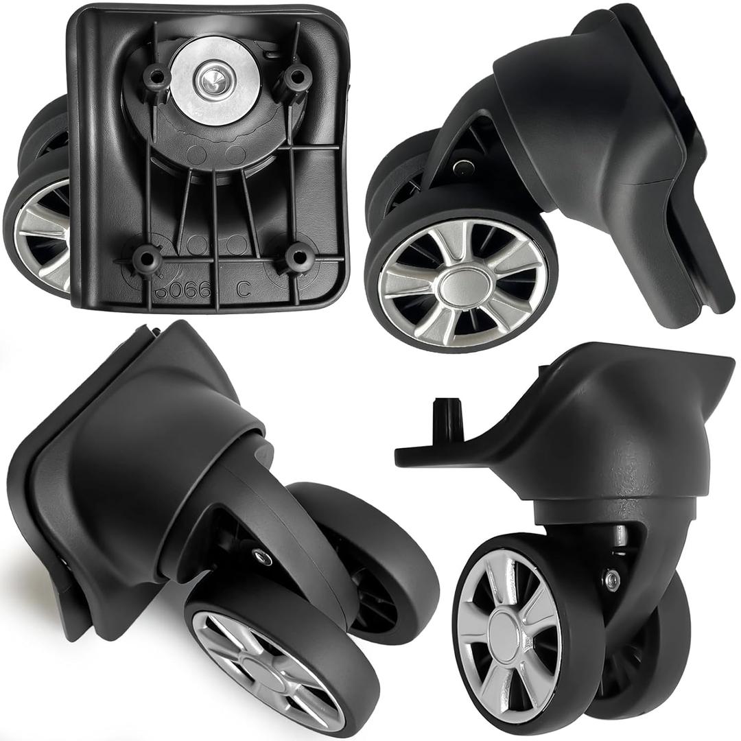 Luggage Wheels Replacement for Suitcase, Duel Spinner Wheels Parts Roller Suitcase Tourister Travel Trunk Caster Luggage Replacement Kit (Sliver- 4pcs)