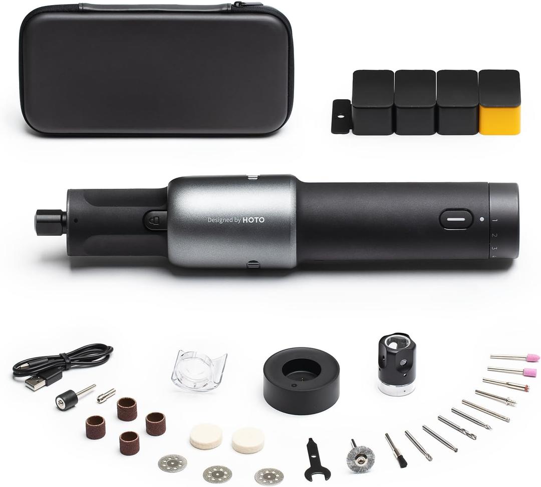 HOTO 35-in-1 Cordless Rotary Tool Kit, Strong Motor, 25000RPM 5 Variable Speed Powerful Engraving Pen, LED Light, Ideal for 3D Printing Sanding, Polishing, Drilling, Carving, Cutting DIY Crafts