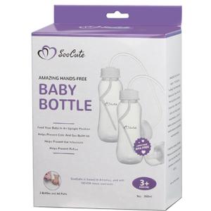 Hands-Free Baby Bottle - Anti-Colic Nursing System 9 oz Baby Bottle with Fast Flow Nipple/Teat 3m+ with Tube Straw Feeding System for Toddler 1 Year+ (2 Bottles - Soo Cute)