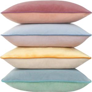 Btyrle Throw Pillow Covers 20x20 Set of 4 Soft Velvet Couch Cushion Covers Modern 8-Colors Designs Pillowcases Decorative Cushion Cases for Sofa Bedroom Home Decor(Morandi Series)
