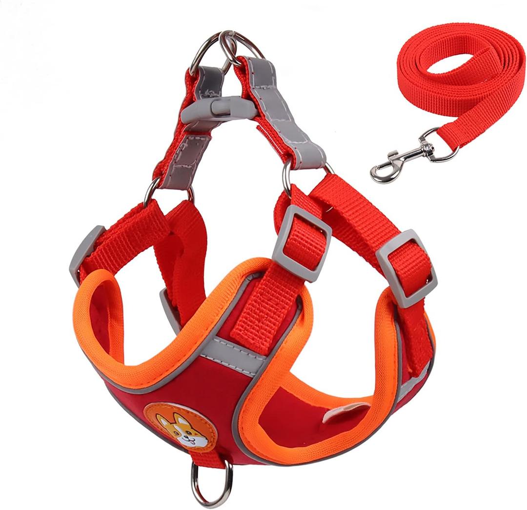 Pet Harness Vest Dogs Chest Strap Rope Reflective Dog Traction Rope Retractable for Small Dog Cat Red XL