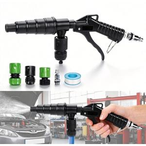 Coolant Flush Gun - Lever Action Heater Core & Radiator Flush Kit | 1/2" 5/8" 3/4" Garden Hose Adapters, Air/Water Combo Cooling System Tool, Includes Multi-Size Nozzles for 19-40 mm Hoses