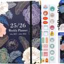 3 x 2025 Planner Weekly and Monthly, July 2025 - June 2026, Hardcover Monthly with Tabs for Home School & Office, A5(6.5" x 8.5"), Strong Twin-Wire (colorful)