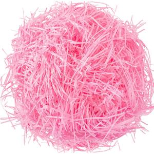 Gloreyan 1/2LB Valentine's Day Shredded Paper Filler Pink Raffia Paper Filler Easter Grass for Easter Gift Wrapping Basket Filling Birthdays Party Supply