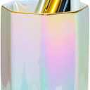 Ceramic Desk Pen Holder Stand Cute Pencil Cup Pot Desk Organizer Makeup Brush Holder,Toothbrush Holders(Pearl)