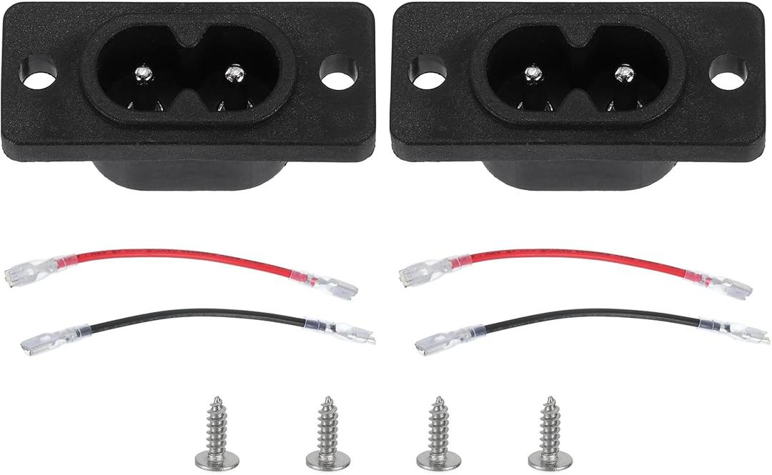 uxcell C8 Panel Mount Plug Adapter AC 250V 6A 2P IEC Plug Power W 2 Wire 2pcs with Screws