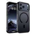 Magnetic for iPhone 17 Pro Case (Compatible with MagSafe)(Military Grade Drop Protection) Translucent Matte Shockproof with Anti-Fingerprint Phone Cover,Black