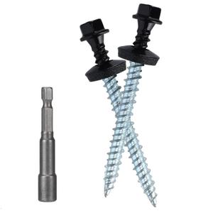 Metal Roofing Screws 10 x 2 inch, Black Hex Head Sheet Metal Roof Screw with EPDM Washer for Corrugated Roofing (250Pcs)