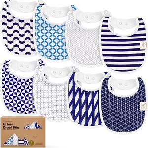 7-Pack Organic Baby Bibs for Boys, Girls - Soft Cotton Drooling and Teething Bibs for Baby Girl & Boy, Extra Absorbent, Easy to Clean & Put On for Toddler, Newborn, Infant 0-24 Months (Azure)