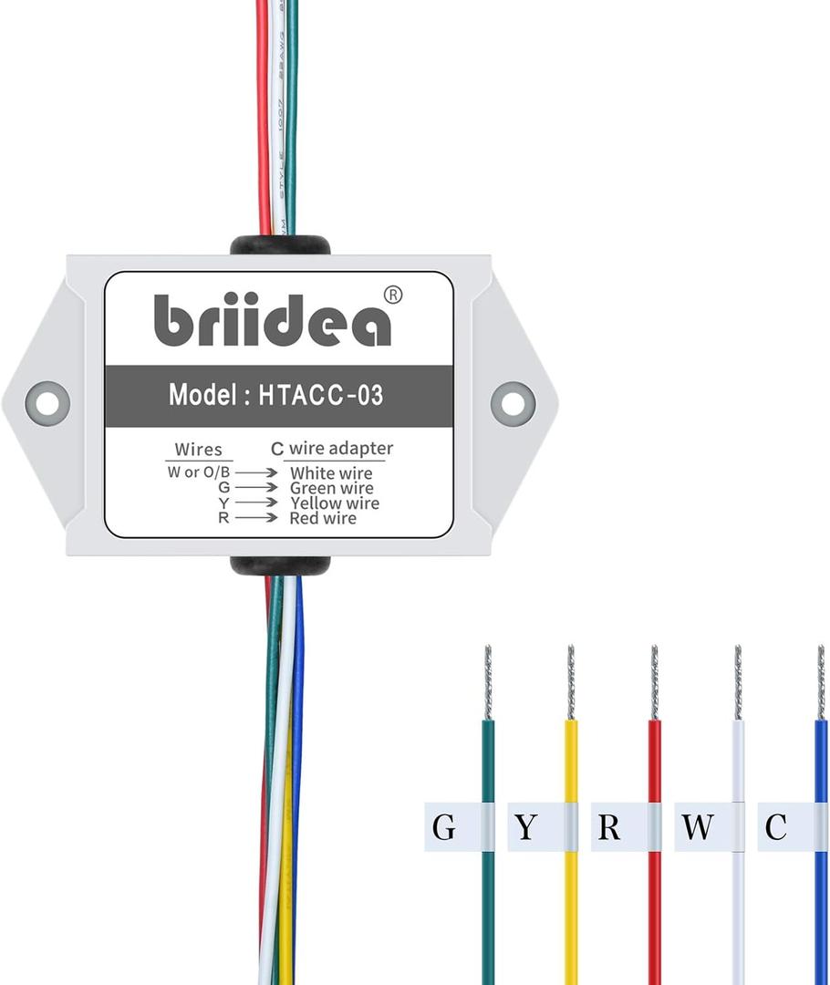 Briidea C-wire Power Adapter, Use for 24V Honeywell Home Thermostats, White