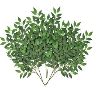 DearHouse 26inch Italian Ruscus Greenery Stems,Artificial Green Leaf Garland Vines Hanging Spray for DIY Wedding Arch Bouquet Filler Table Centerpieces Home Decor (16, Matte Green)