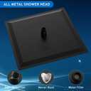 Voolan Oversize Rain Shower Head - High Flow Square Rainfall Showerhead - Waterfall Full Body Coverage - Universal Ceiling or Wall Mount (16 Inch, Matte Black)