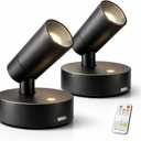 Magnetic Rechargeable Picture Light 2 Pack, Wireless Art Spotlight with Remote & Touch Control, 3 Color Temps Dimmable Wall Light, 2000mAh Battery Accent Lighting for Painting, Gallery, Display