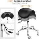 BEWISHOME Saddle Stool with Wheels, 27 inches x 22.4 inches x 22.4 inches