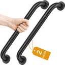 FANHAO 2 Pack Shower Grab Bar, 16 Inch Stainless Steel Bathroom Grab Bar with Anti-Slip Knurled Grip, Shower Handle Bath Handle, Safety Bars for Shower Chair Bench, Senior, Elderly, Handicap (Black)