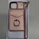 Asuwish Phone Case for iPhone 13 Mini 5.4 inch Wallet Cover with Tempered Glass Screen Protector and RFID Ring Credit Card Holder Cell iPhone13mini i-Phone 13minicase i iPhone13 13mini Women Rose Gold