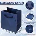 Sherr 100 Pcs Mini Gift Bags Bulk, 4 x 2.75 x 4.5 in Paper Bag with Tag, Extra Small Paper Gift Boxes with Handles for Birthday, Party Favor, Wedding, Small Business, Spring Easter(Navy Blue)