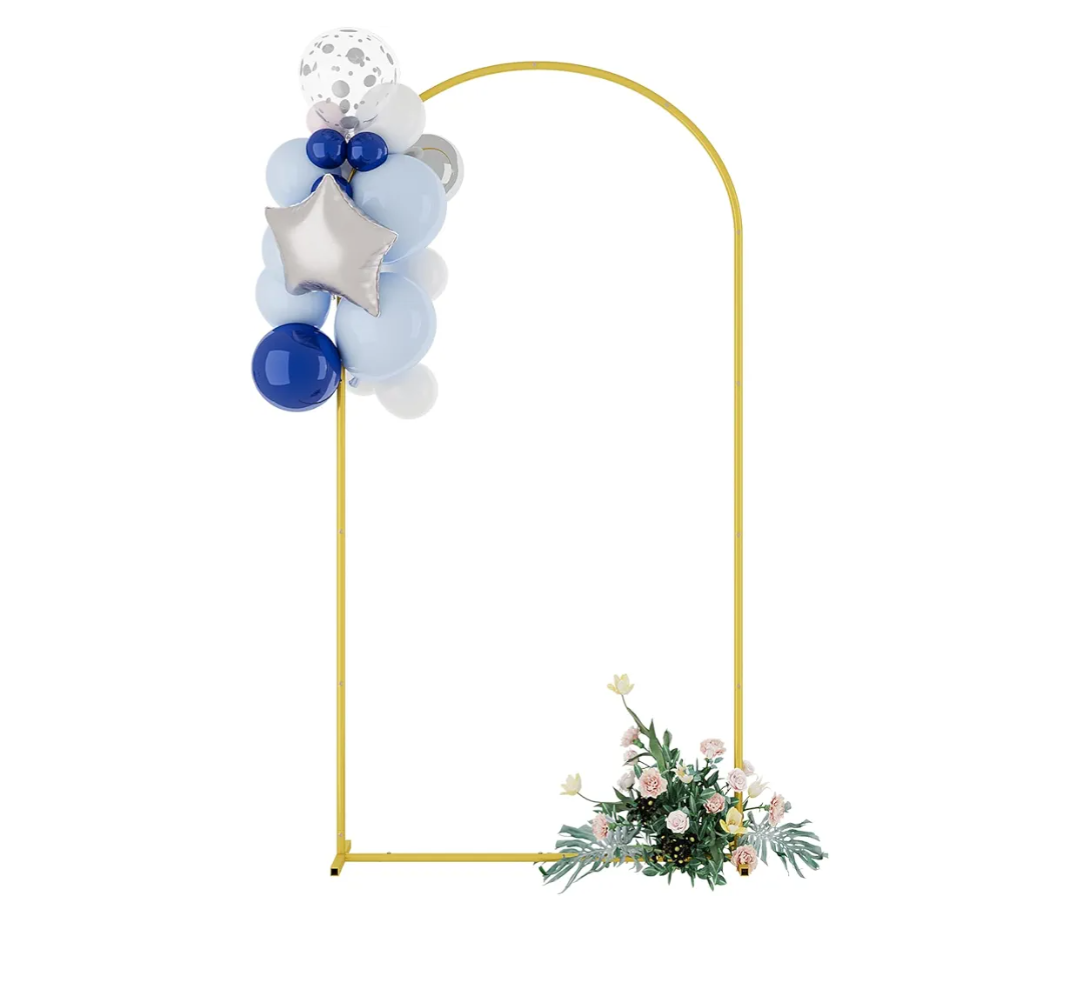 UDEAR 6.6FT Metal Arch Backdrop Stand,for Wedding Backgrounds Climbing Plants Event Decorations Outdoor Ceremonies,Gold