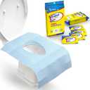 Relyo 20 Pack XL Disposable Toilet Seat Covers  Waterproof Toilet Cover Sheets with Adhesive Tabs for Adults, Kids & Toddlers, Travel, Public Restrooms, Airplane, Camping