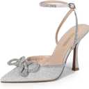 DREAM PAIRS Women's High Heels Destiny Closed Toe Strappy Heels Sexy Rhinestone Ankle Strap Pumps Wedding Bridal Party Dress Shoes (9.5, Silver)