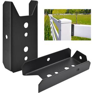 LukLoy 50 Pack 2x4 Brackets for Wood Rail, Black Deck Railing Brackets Connectors for 2" X 4" ( Actually 1.5" X 3.5" ) Wood Post, 20-Gauge Fence Brackets, Screws Not Included