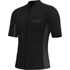 GoldFin Men Wetsuit Top, Mens Short Sleeve Wet Suit Neoprene Jacket 2mm Front Zipper Wetsuits Shirt Cold Water Swim Scuba Diving Surfing Snorkeling 4XL