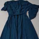 Womens Maxi Dress Formal Wedding Guest Ruffle Half Sleeve Wrap V Neck Slit Cocktail Party Dresses with Belt (X-Large, Lake Blue)