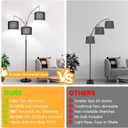 Dimmable Floor Lamp, 3 Light Arc Floor Lamp, Modern Tall Standing Tree Lamp with Black Shades & Heavy Base, 3000LM Cool White LED Bulbs, Bright Lighting for Living Room, Bedroom, Office & Reading