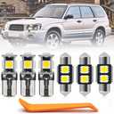8pcs Interior LED Lights Bulb Kit for Subaru Forester 1998 1999 2000 2001 2002 2003 2004 2005 2006 2007 2008 Super Bright 6000K White LED Interior Light Bulbs Package + Install Tool
