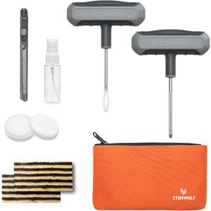 ETENWOLF Flat Tire Repair Kit with Plugs 16 Pcs, Heavy Duty Tire Plug Kit for Car, Motorcycle, ATV, Jeep, Truck, Tractor (Grey)