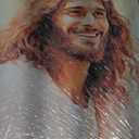 Jesus Wall Art,Laughing Christ with Long Curly Hair Beard Kind Friendly Jesus Portrait Watercolor Painting for Living Room Bedroom Decor Framed (24"L x 16"W)