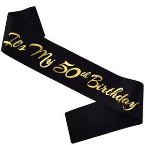 It's My 50th Birthday Sash, Black Gold Birthday Sash for 50th Bday Party Supplies, Gifts for Women or Men 50th Bday Party Favors 3 Pack