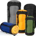 5 Pcs Compression Sacks for Backpacking 5L/10L/15L/20L/35L Camping Sleeping Bag Stuff Sack Water Resistant Sleeping Bag Storage Sack for Space Saving Hiking Gear (Dark Colors)