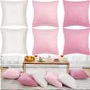 Berlune 6 Pcs Velvet Throw Pillow Covers 18" x 18" Decorative Cushion Cases Soft Pillowcase for Picnic Coquette Party Accessories Bedroom Living Room Decor, No Inserts (Pink Series)
