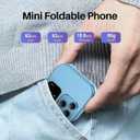 I16 Pro Mini Flip Phone, 1.77 Inch HD Display, Dual SIM 2G GSM, Foldable Design with Big Buttons, FM Radio, 32MB RAM, for Seniors (Blue)