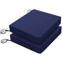 Favoyard Patio Chair Cushions 18.5 x 16 x 3 Inch Waterproof Outdoor Seat Cushions for Patio Furniture 3-Year Color Fastness Garden Sofa Couch Pads with Handle & Adjustable Straps Set of 2, Blue