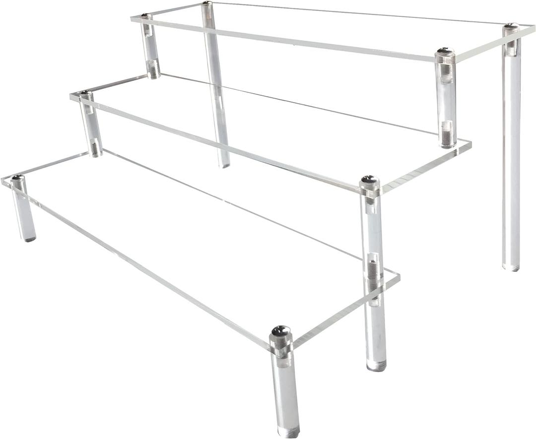 AZEAM Acrylic Riser,Clear Display Risers Stand Perfume Organizer Cologne Acrylic Shelves 3 Tiered Cupcake Shelf for Amiibo Funko POP Figures Food Desserts Holder Collection Cosmetic Vendor Product