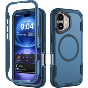 DEERLAMN Magnetic Shockproof Case for iPhone 16 6.1-Inch, [Compatible with MagSafe] [Military Grade Drop Protection] 2-Layer Durable Bumper Heavy Duty Protecive Phone Cover, Blue