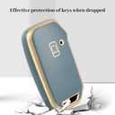 for Kia Key Fob Cover with Keychain, TPU Protector Key Fob Case Shell for Kia Ceed Cerato Forte NIRO Seltos Sorento Soul Sportage Telluride Smart Keyless Remote Key (Gold Blue)