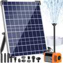 Antfraer 25W Solar Pond Pump, Solar Water Fountain Pump with 320GPH Adjustable Flow, Solar Water Pump with 7 Nozzles, 6.6ft Tubing, Dry Run Protection for Garden, Ponds, Waterfall, Fountain
