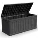 260 Gallon Metal Outdoor Deck Box Waterproof, Black K1163P306623