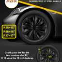 ABX Hubcaps, 16 inch hubcaps Set of 4, Wheel Rim Cover ABS Material, Snap On Car Truck SUV Replacement Hub Cap, for Toyota Camry Nissan Mazda etc, Black