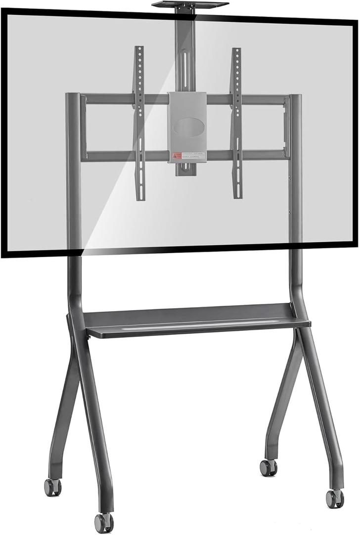 Smart Board Stand for 42-75" Interactive Whiteboards & TVs - Mobile Cart with 4 Lockable Wheels, Height Adjustable Design, 176lbs Capacity - Ideal for Classroom, E-Learning, Home Office (Form 40, 49, 55, 65, 70, inches)