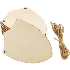 32 Pack Wood Shield Cutouts Unfinished Wooden Shield Hanging Ornaments DIY Shield Craft Gift Tags for Thanksgiving Christmas Home Party Decoration Craft Project