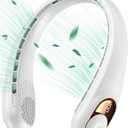 KIDEE Neck Fan, Portable Fan, Neck Fans Rechargeable, Upgraded LED Display, 4000 mAh Battery Operated, 3 Speeds Adjustable Personal Wearable Fan, Gifts for Women Men, Pearl White