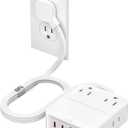 Power Strip Flat Plug with 4 AC Outlets 4 USB Ports (20W), Surge Protector Charging Station with Overload Protection, 6Ft Flat Plug Extension Cord, Fast Charging for Office Dorm Room (White)