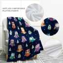 Jekeno Owl Blanket Gifts for Women Men Kids Girls Mom Halloween Christmas Birthday Gifts Home Bedroom Living Room Mother's Day Easter Decor Soft Cozy Lightweight Throw Blankets Navy Blue 50"x60"