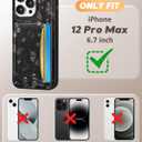 Uppuppy for iPhone 12 Pro Max Case with Wallet - Fits 4 Card Slots, Compatible with MagSafe for Women Aesthetic PU Leather Credit Card Holder Kickstand Phone Cover for Apple 12 Promax, Black Butterfly