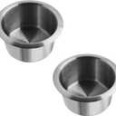 Stainless Steel Drop-in Cup Holder Jumbo Drop in Drink Cup Holder Replacement Cup Holder for Poker Table Sofa Couch Car RV Boat Yacht (117*62mm/4.61*2.44''2 PCS)