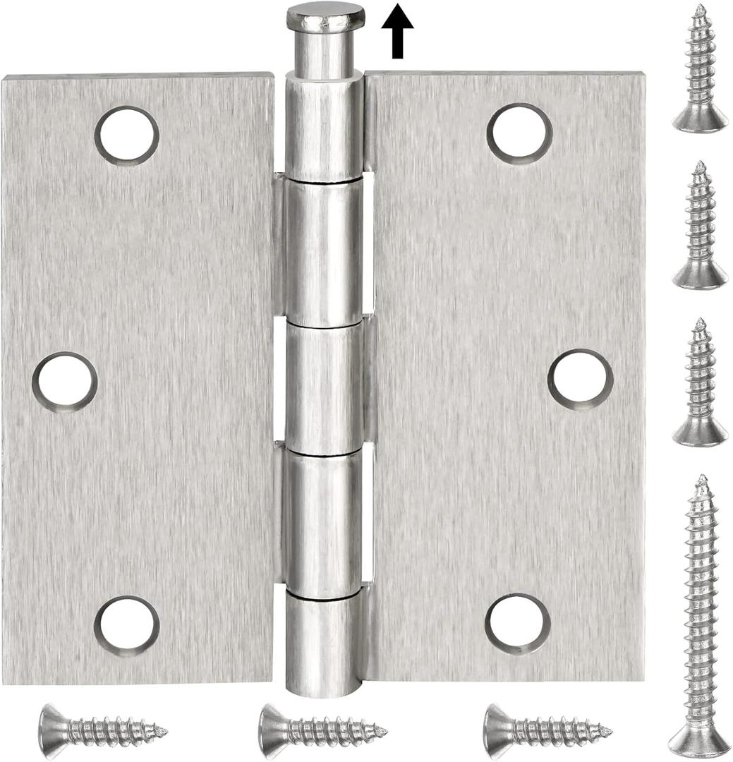 TICONN 48-Pack 3.5 Inch Door Hinges with Square Corner, 3-1/2 x 3-1/2 Inch Iron Bifold Residential Doors Hardware (Square Corner, Satin Nickel, 48 Pack)